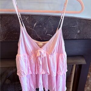 Victoria's Secret Pink Lace Trim Top and bottoms.
